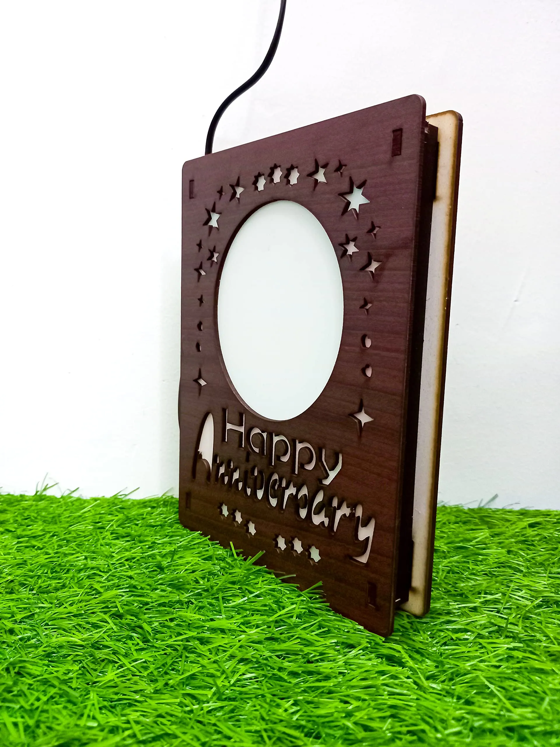 SHRI GANESH HANDLOOM Colorful LED Customised Table Frame Happy Anniversary