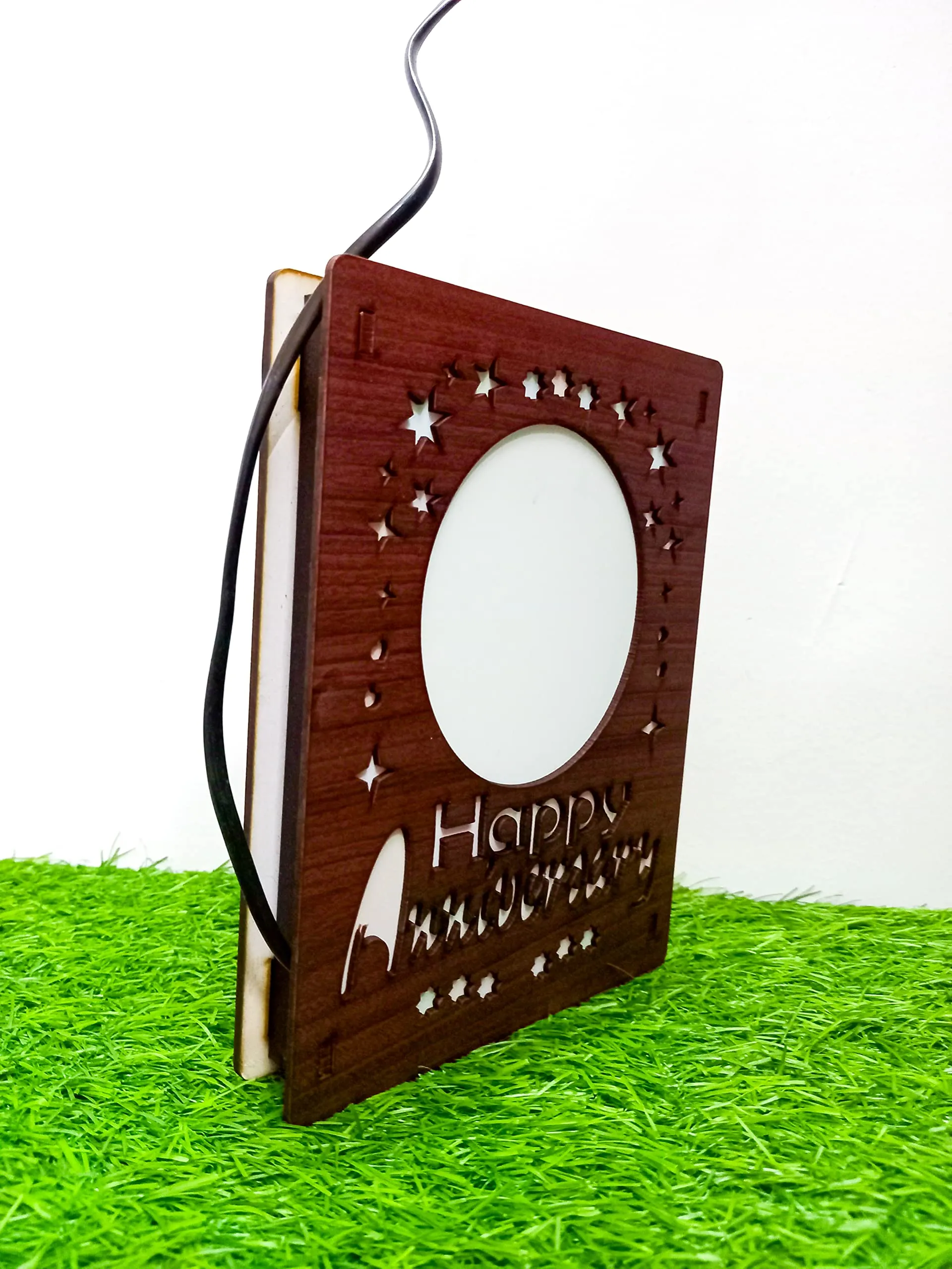SHRI GANESH HANDLOOM Colorful LED Customised Table Frame Happy Anniversary