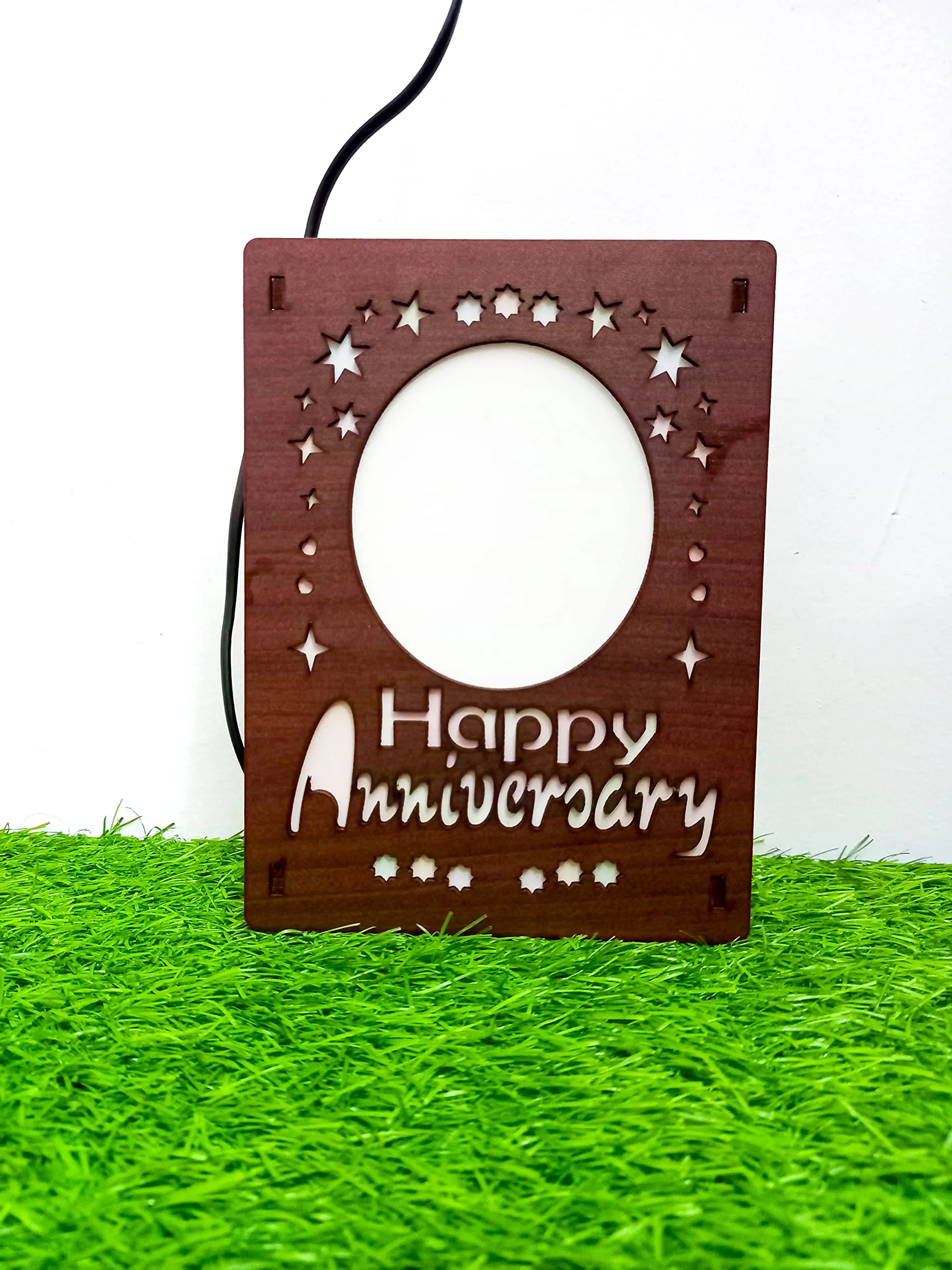 SHRI GANESH HANDLOOM Colorful LED Customised Table Frame Happy Anniversary