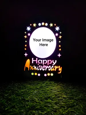 SHRI GANESH HANDLOOM Colorful LED Customised Table Frame Happy Anniversary