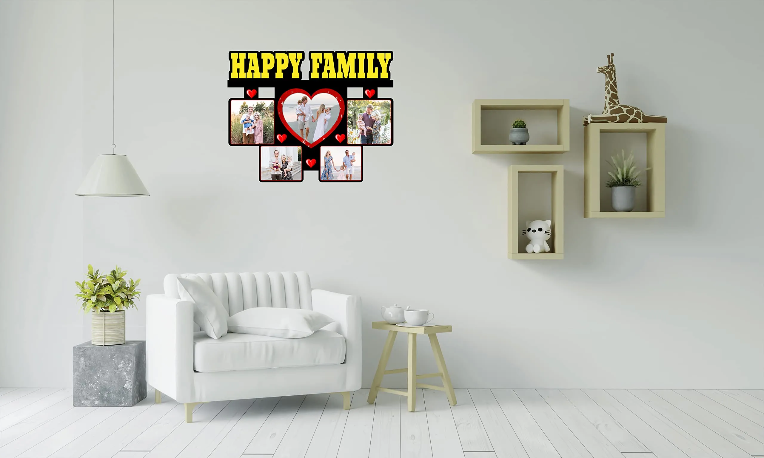 Shri Kanth Art® Customised Happy Family Photo Frame With Your Own Images/Personalized Photo Frame/Wall Mount Photo Frame/Anniversary gift and Birthday Gift (B3)
