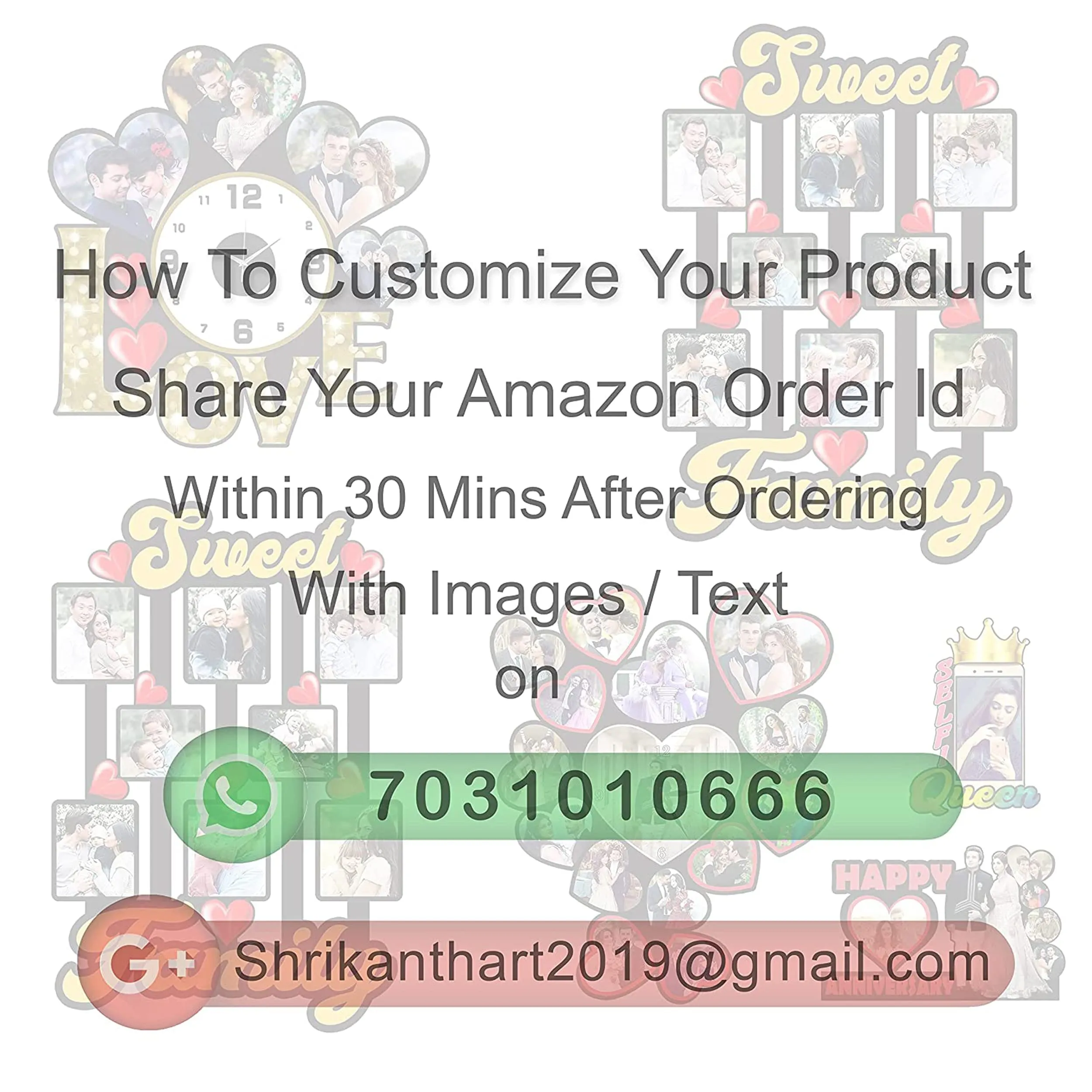 Shri Kanth Art® Customised Happy Family Photo Frame With Your Own Images/Personalized Photo Frame/Wall Mount Photo Frame/Anniversary gift and Birthday Gift (B3)