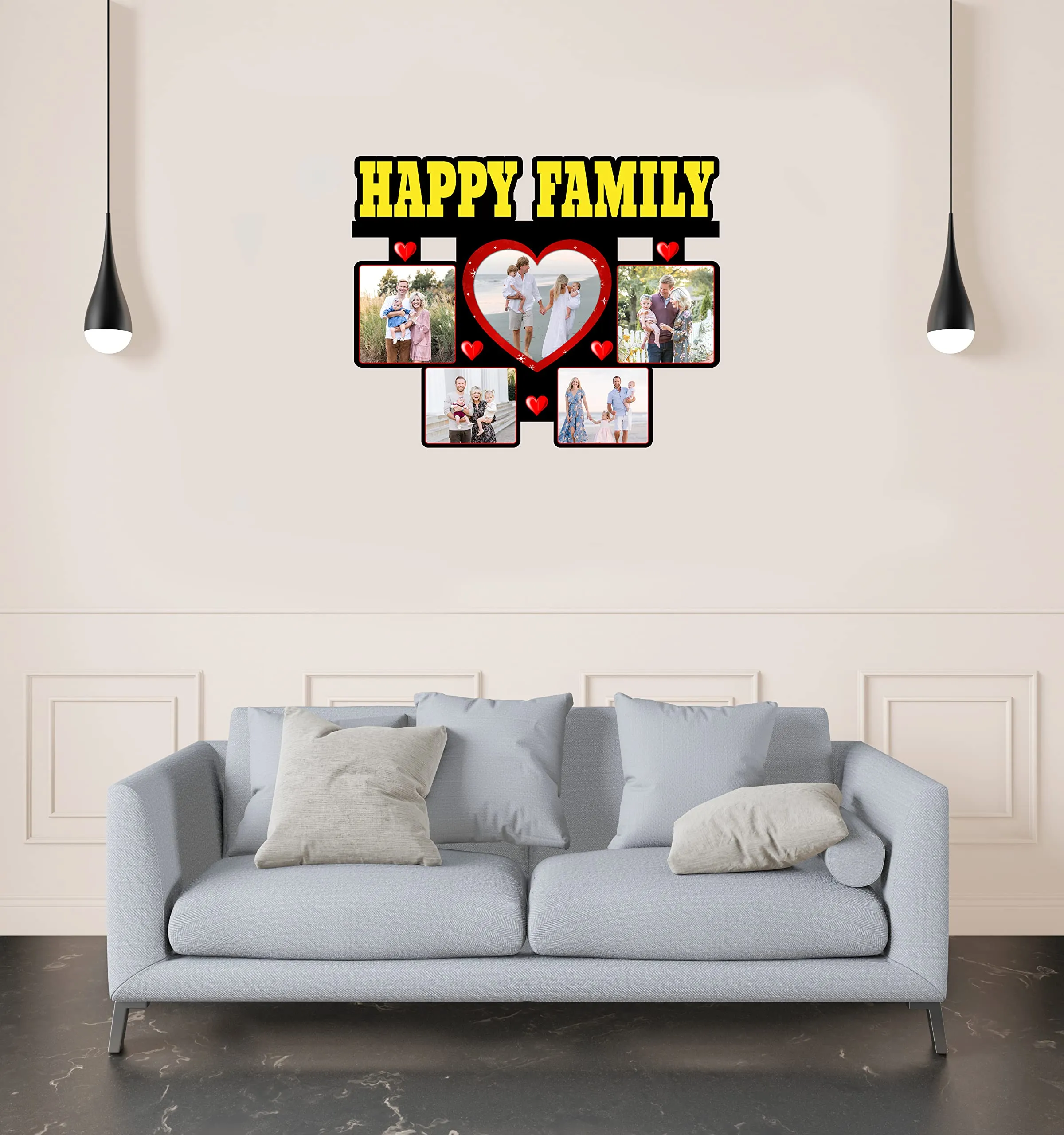 Shri Kanth Art® Customised Happy Family Photo Frame With Your Own Images/Personalized Photo Frame/Wall Mount Photo Frame/Anniversary gift and Birthday Gift (B3)