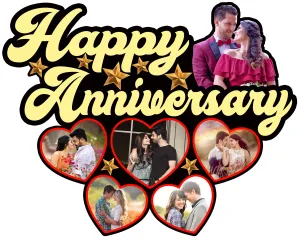 Shri Kanth Art® Customized Anniversary Heart Shape Gift For Couple and Family | Wooden Photo Frame Perfect For Home Decoration (Size :- 15 x 12)