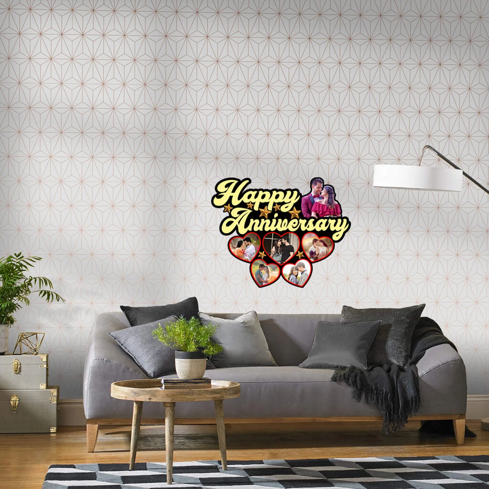 Shri Kanth Art® Customized Anniversary Heart Shape Gift For Couple and Family | Wooden Photo Frame Perfect For Home Decoration (Size :- 15 x 12)