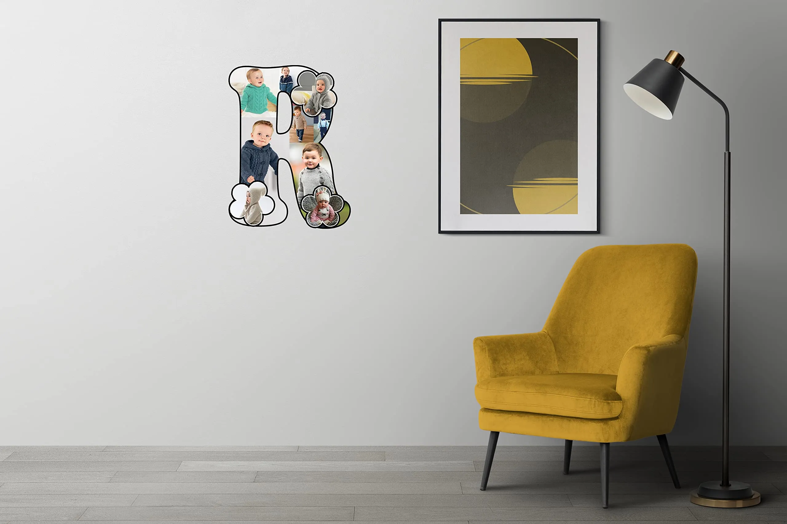 Shri Kanth Art® Customized Wooden Flower Alphabet Shape Photo Frame for Tabletop or Wall Display | Happy Birthday, Anniversary Photo Cut Out Frame