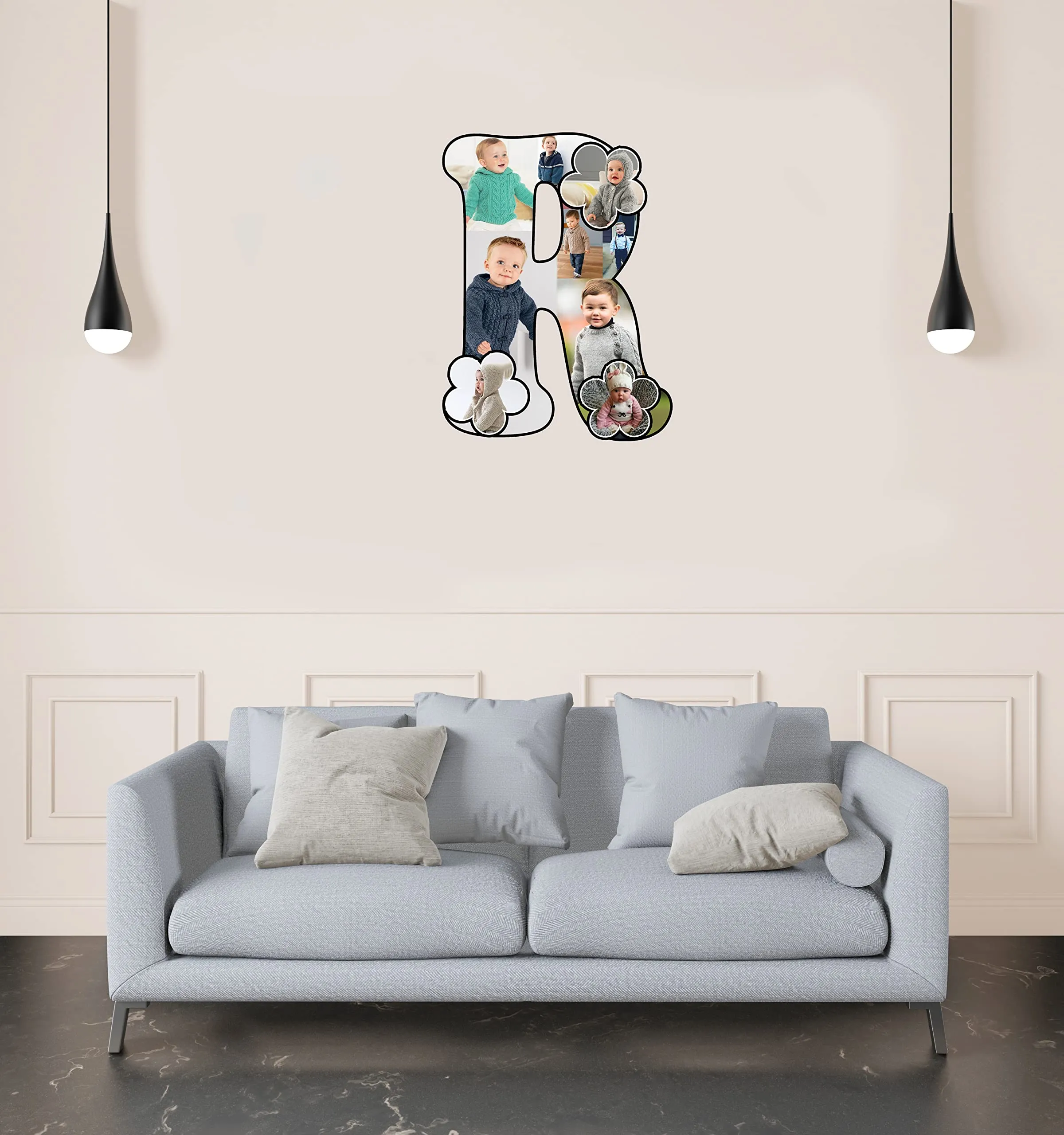 Shri Kanth Art® Customized Wooden Flower Alphabet Shape Photo Frame for Tabletop or Wall Display | Happy Birthday, Anniversary Photo Cut Out Frame