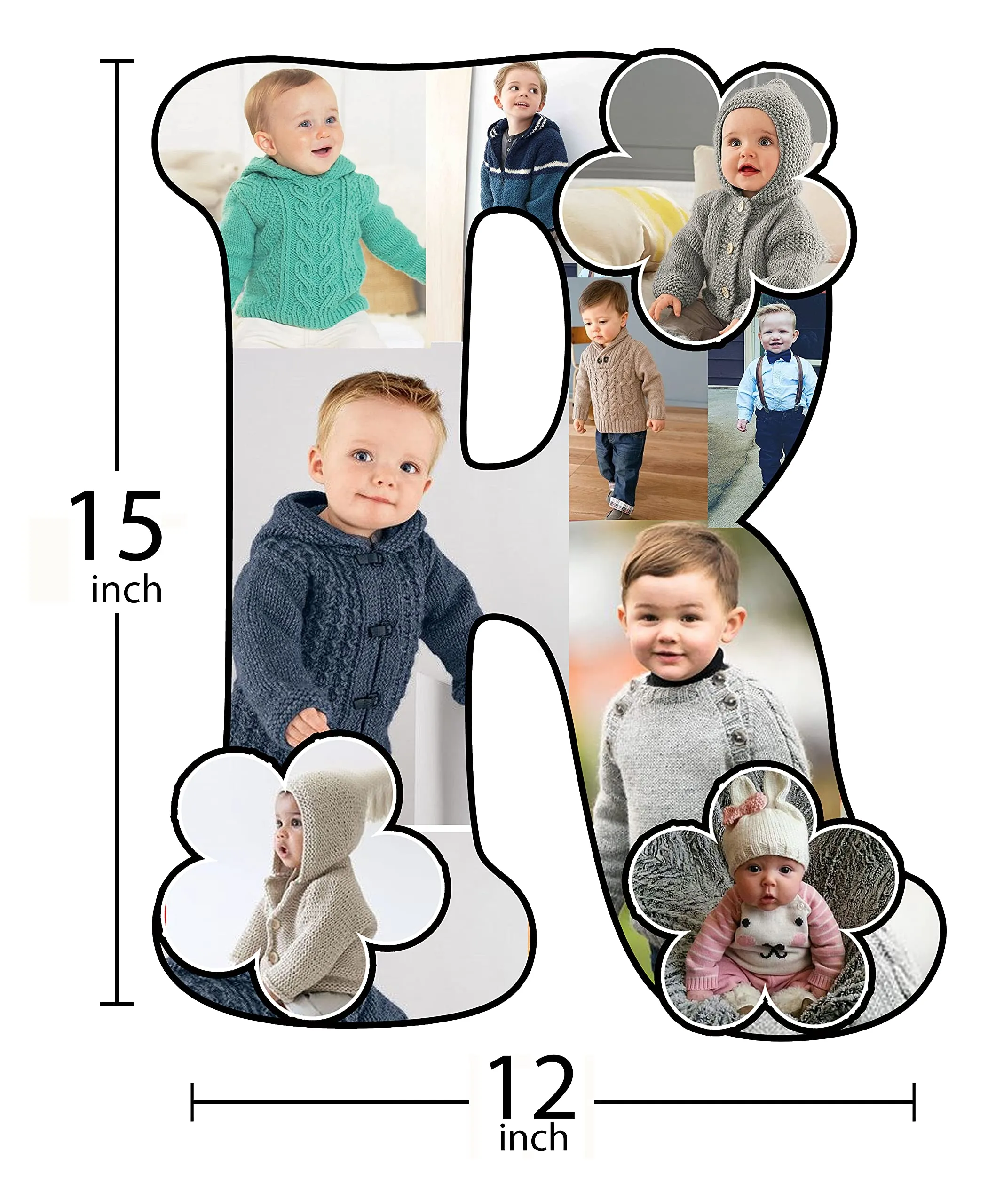 Shri Kanth Art® Customized Wooden Flower Alphabet Shape Photo Frame for Tabletop or Wall Display | Happy Birthday, Anniversary Photo Cut Out Frame