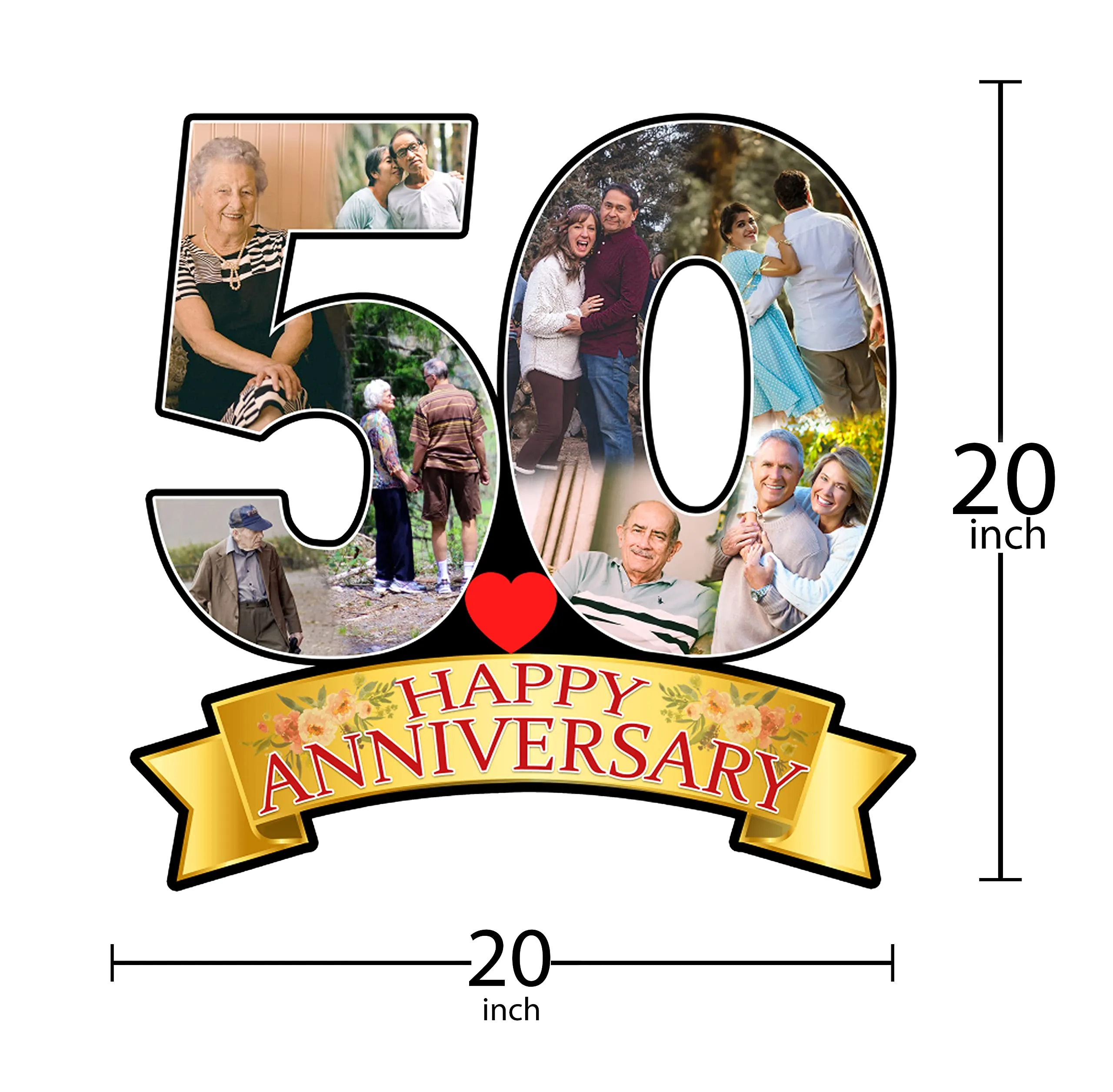 Shri Kanth Art® Personalized 50th Happy Anniversary Picture Photo Frame for Love Once Photo Collage Frame, Personalized Picture Frame Gift for Life Partner-(16x 16 Inches Multi Color)