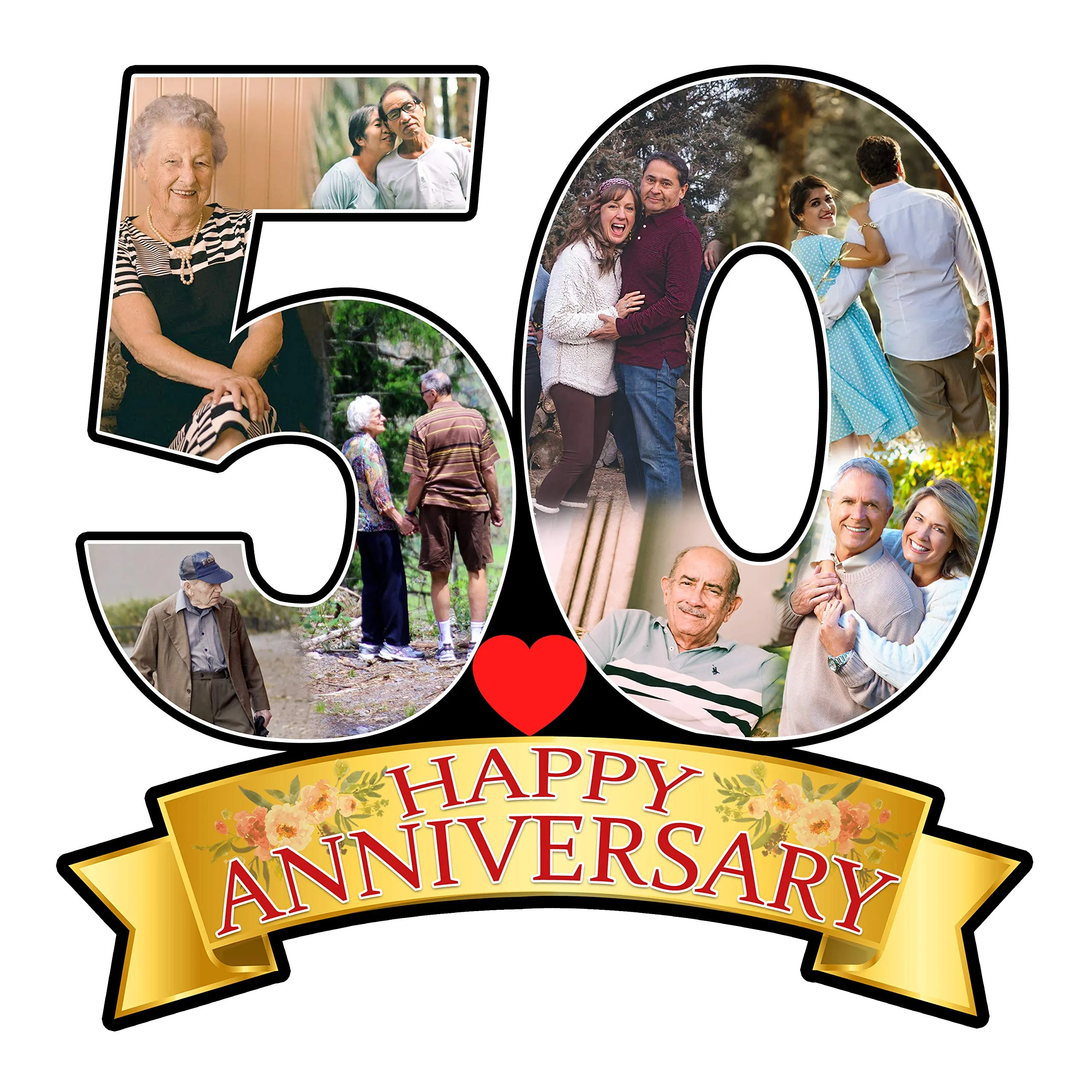 Shri Kanth Art® Personalized 50th Happy Anniversary Picture Photo Frame for Love Once Photo Collage Frame, Personalized Picture Frame Gift for Life Partner-(16x 16 Inches Multi Color)