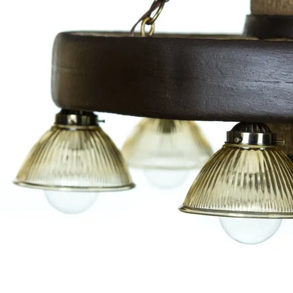 Small Wagon Wheel Chandelier With Downlights