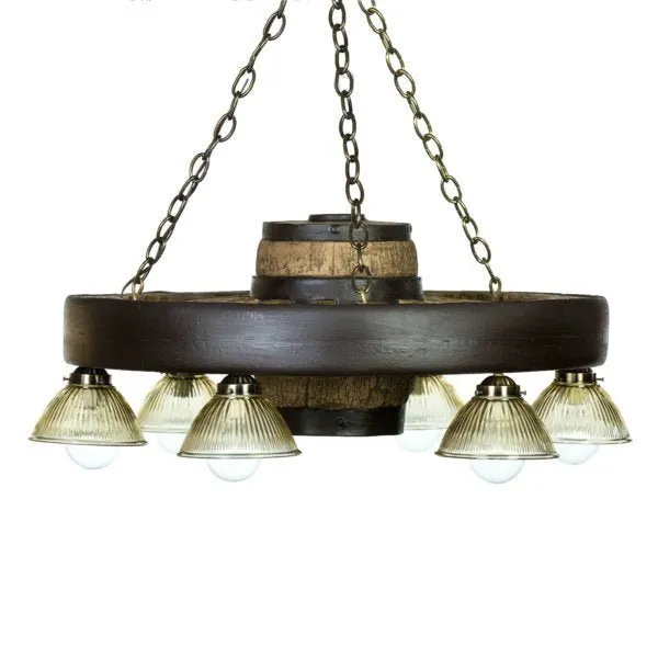 Small Wagon Wheel Chandelier With Downlights