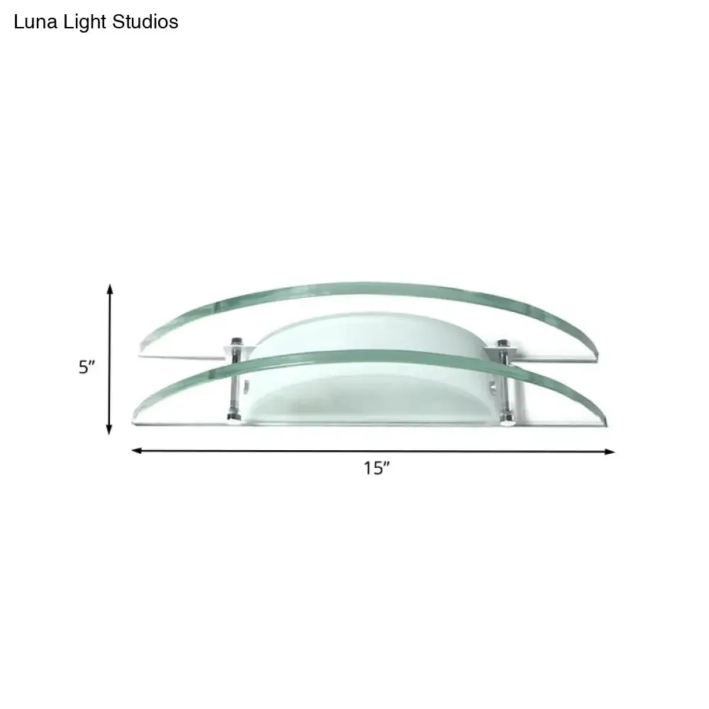 Stylish Dual Arc Sconce Light with Clear Glass Shade - Bedside Wall Mount Lamp