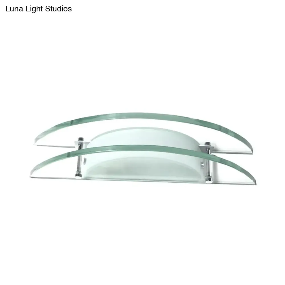 Stylish Dual Arc Sconce Light with Clear Glass Shade - Bedside Wall Mount Lamp