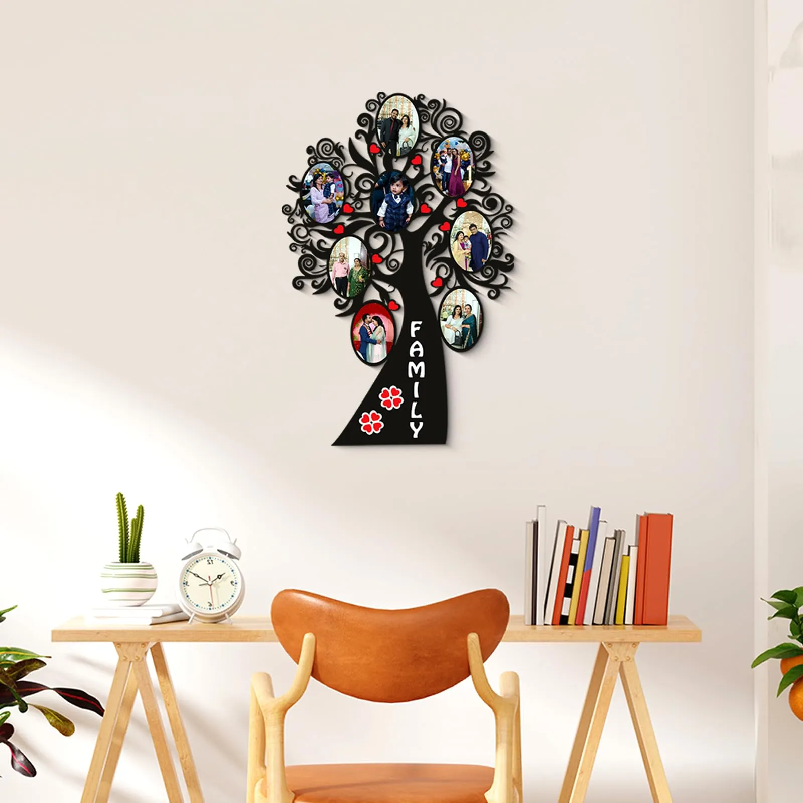 tinywalk Family Tree 8 Photos Customized Frame Personalized Gift for Wife Customized Frames for Wall Decor Photo Frame Customised Gift (Wooden/Size 12x18 inch)