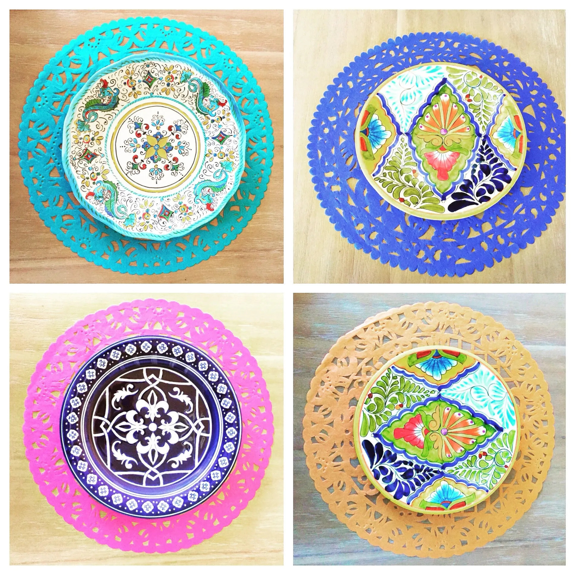 Tissue placemats Mexican Papel Picado, Set of 4