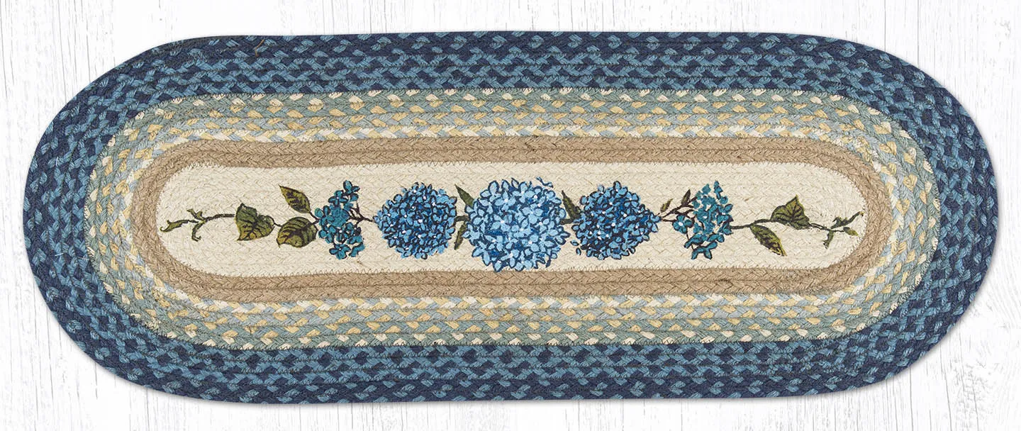 TR-362 Blue Hydrangea Oval Table Runner