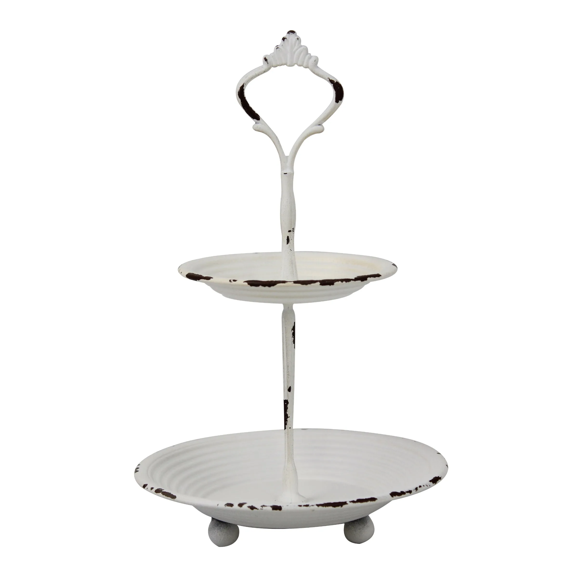 Two Tier White Metal Tray (WS)