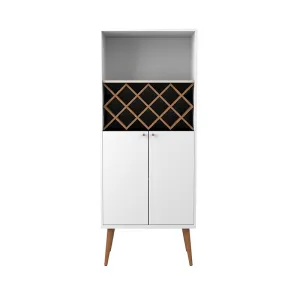 Utopia 10 Bottle Wine Rack China Storage Closet with 4 Shelves in White Gloss and Maple Cream