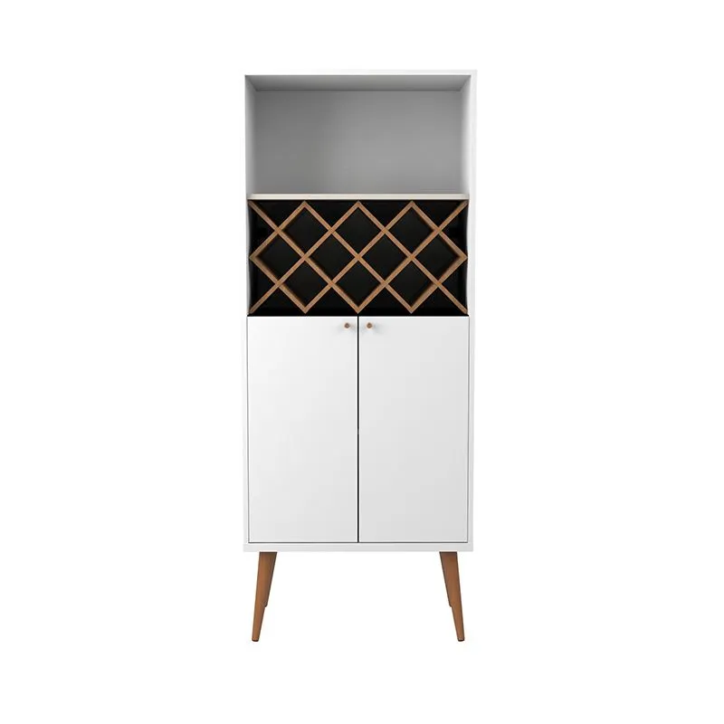 Utopia 10 Bottle Wine Rack China Storage Closet with 4 Shelves in White Gloss and Maple Cream