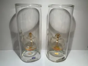 Vintage Glass Kerosene Lamps, Pair