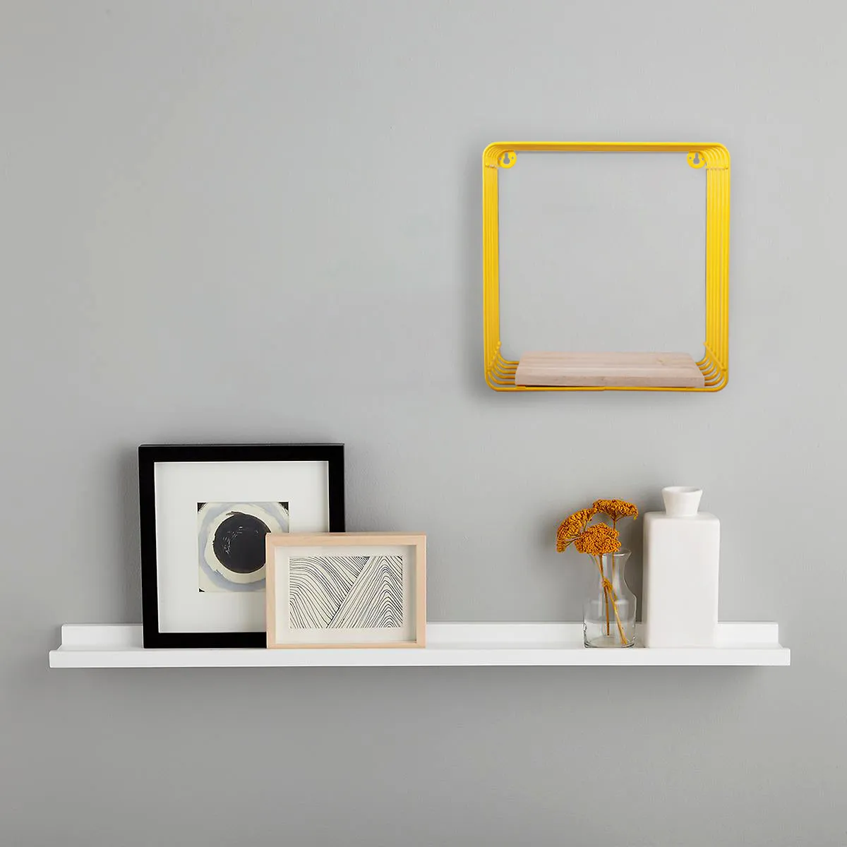 Wall Mounted Metal Wire Cube Display Decor Shelf